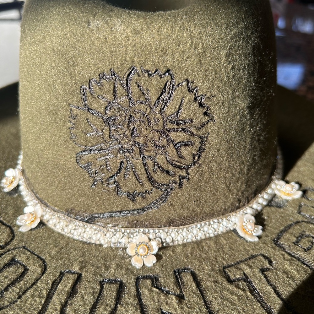 Custom Fedora burnt cowboy hat